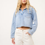 Long Sleeve Pull Over Denim Top