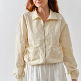 Windbreaker Shirring Detail Bomber Jacket