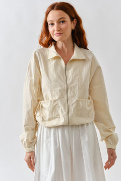 Windbreaker Shirring Detail Bomber Jacket