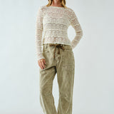 Crew Neck Stretch Lace Top