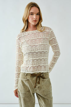 Crew Neck Stretch Lace Top