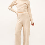 Knit Top And Wide Leg Pant Set