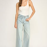 Double Button Straight Leg Pant