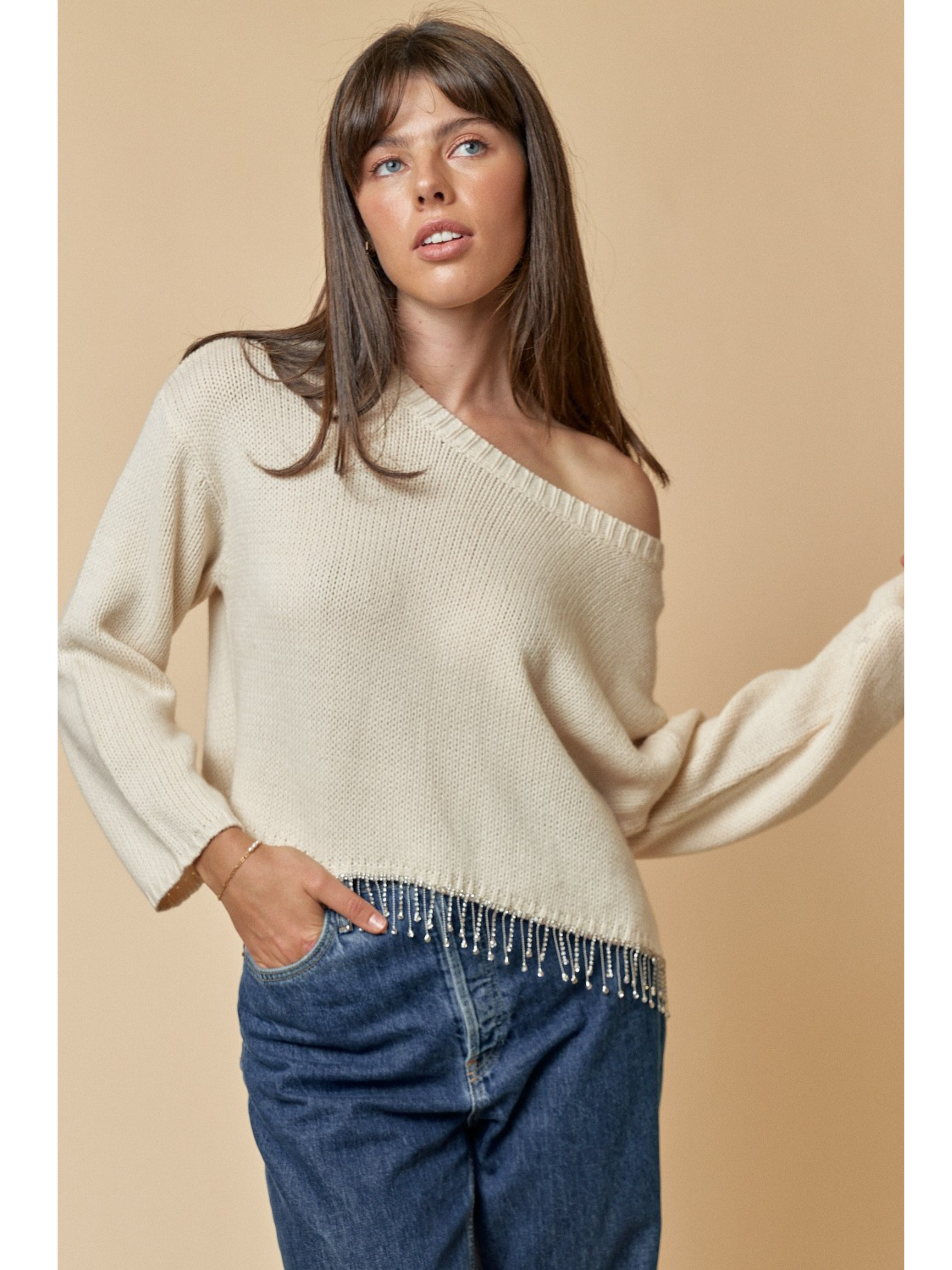 Wide neck off online shoulder sweater