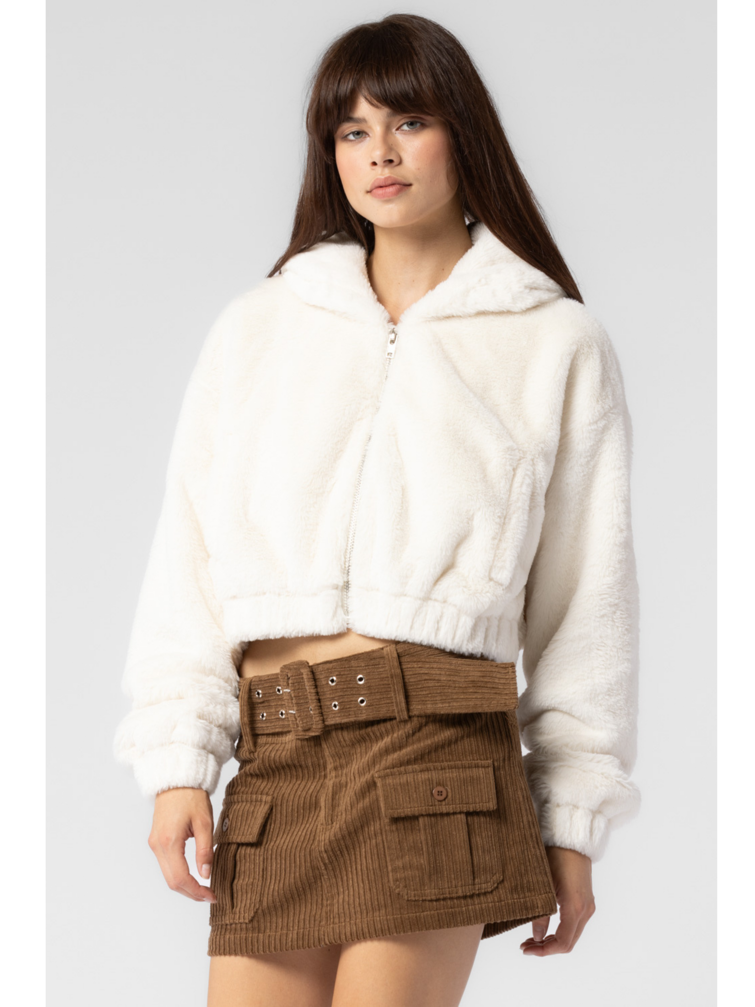 Fur cropped clearance hoodie