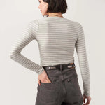 Stripe Crew Neck - heather gray/ivory, womens top collection
