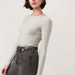Stripe Crew Neck - heather gray/ivory, womens top collection
