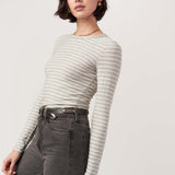 Stripe Crew Neck - heather gray/ivory, womens top collection