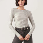 Stripe Crew Neck - heather gray/ivory, womens top collection