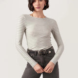 Stripe Crew Neck - heather gray/ivory, womens top collection