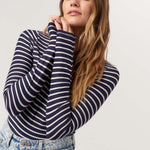 Stripe Crew Neck - navy/ivory, womens top collection