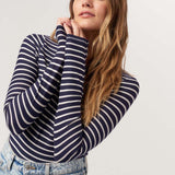 Stripe Crew Neck - navy/ivory, womens top collection