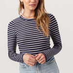 Stripe Crew Neck - navy/ivory, womens top collection