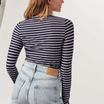 Stripe Crew Neck - navy/ivory, womens top collection