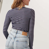 Stripe Crew Neck - navy/ivory, womens top collection