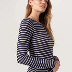 Stripe Crew Neck - navy/ivory, womens top collection