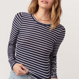 Stripe Crew Neck - navy/ivory, womens top collection