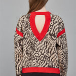 Open Back Sweater - taupe/brown/ red, womens sweater collection