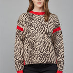 Open Back Sweater - taupe/brown/ red, womens sweater collection