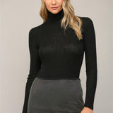 Sheer Lace Back Mock Neck