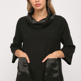 Satin Cowl Neck Bell Sleeve Sweater