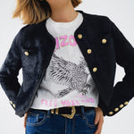 Cardigan With Buttons - Black, Women's Tops Collection