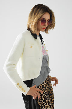 Cardigan With Multi Button - Cream, Women's Tops Collection