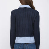 Denim Patch Pocket Sweater