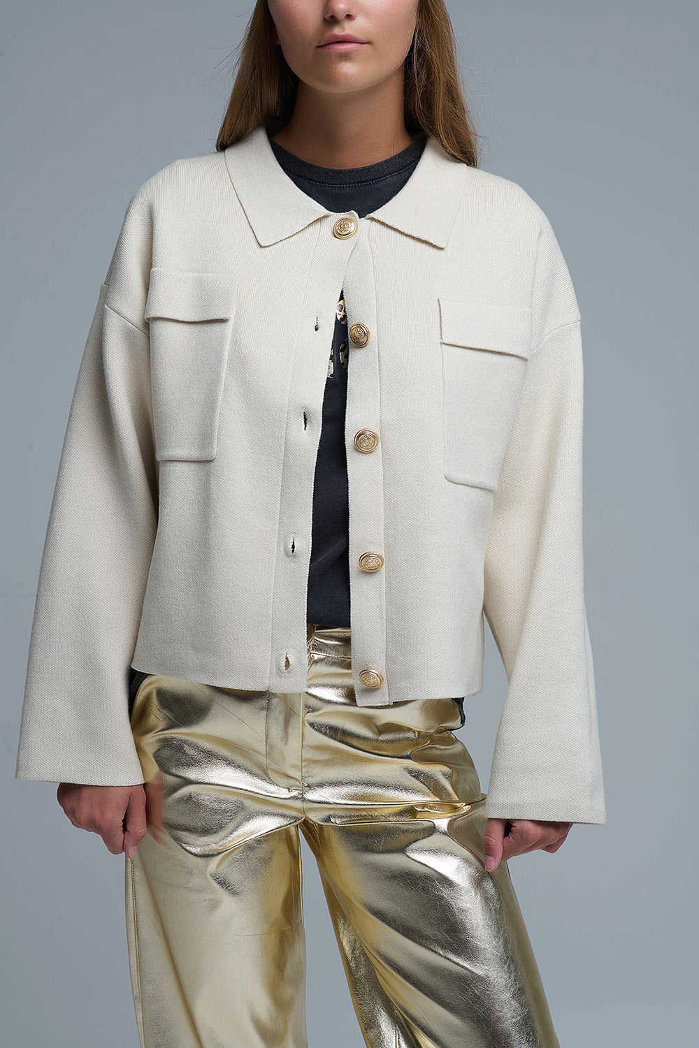 Oversized Cardigan With Pockets - Beige, Women's Tops Collection