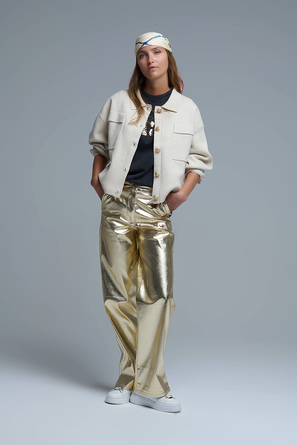 Oversized Cardigan With Pockets - Beige, Women's Tops Collection