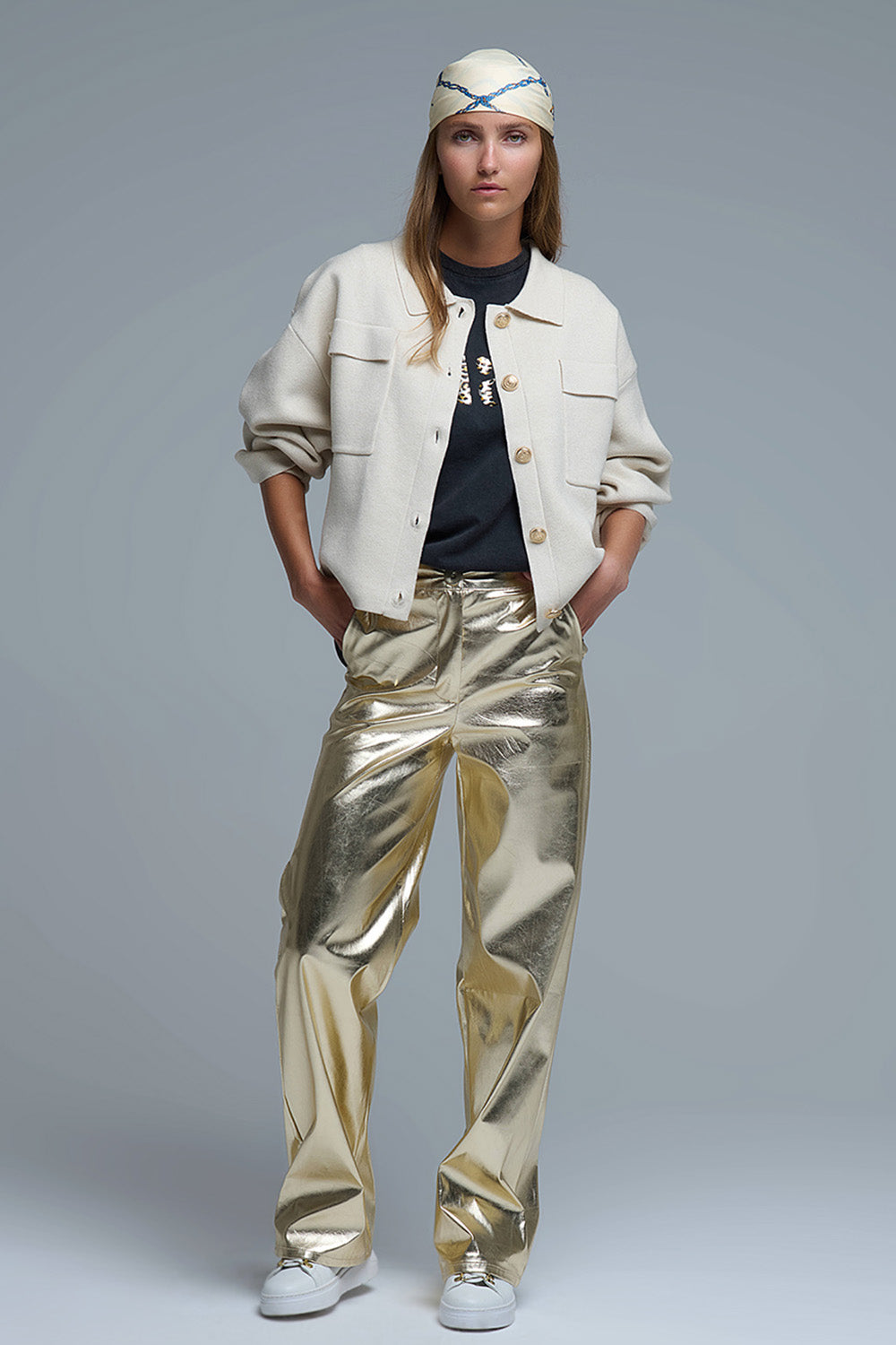 Oversized Cardigan With Pockets - Beige, Women's Tops Collection