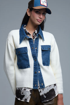 Knitted Cardigan - Cream, Women's Tops Collection