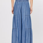 Tiered Wide Leg Pant - blue, womens pant collection 