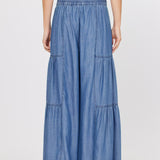 Tiered Wide Leg Pant - blue, womens pant collection 