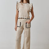 Knit Ruffle Edge Top and Ruffle Pant