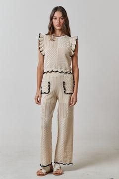 Knit Ruffle Edge Top and Ruffle Pant