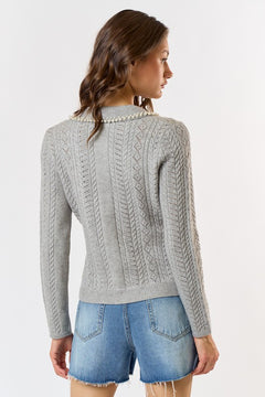 Collar Button Long Sleeve Sweater Top