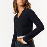 Sweater Top With Lace Trim