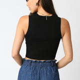 Sleeveless Rib Knit Crop Top