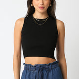 Sleeveless Rib Knit Crop Top