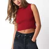 Sleeveless Rib Knit Crop Top