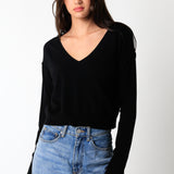 Cropped V-Neck Sweater