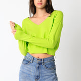 Cropped V-Neck Sweater