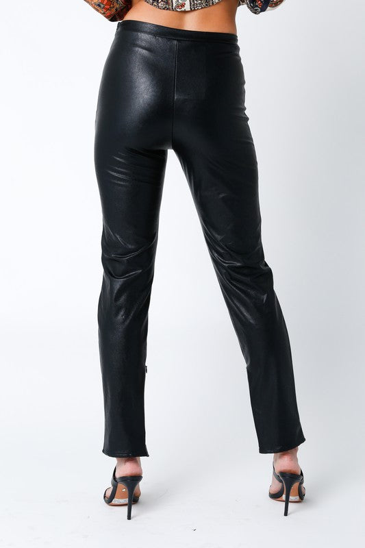 Tapered Leather Pant - black, womens pants collection