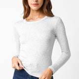 Ribbed Long Sleeve Top - heather gray, women top collection