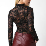Sheer Lace Top - black, womens top collection