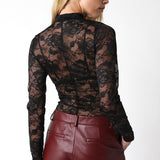 Sheer Lace Top - black, womens top collection