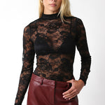 Sheer Lace Top - black, womens top collection