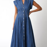 Collared Button Down Denim Dress