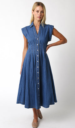 Collared Button Down Denim Dress